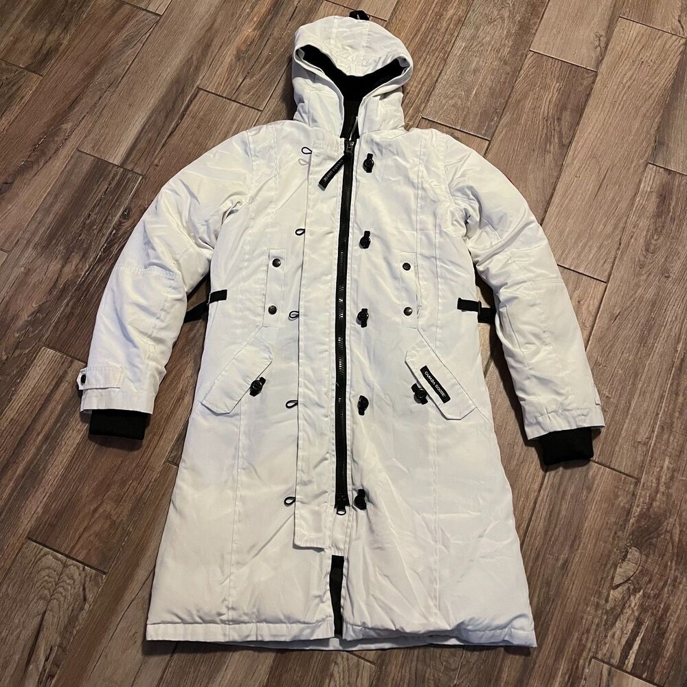 Canada Goose Parka Women's White Down Mid-Length Hooded Coat Small EUC